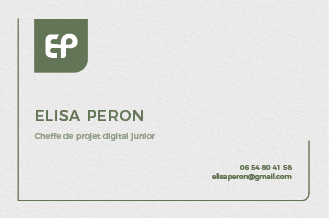 Carte de visite verso fond blanc effet papier, logo vert,