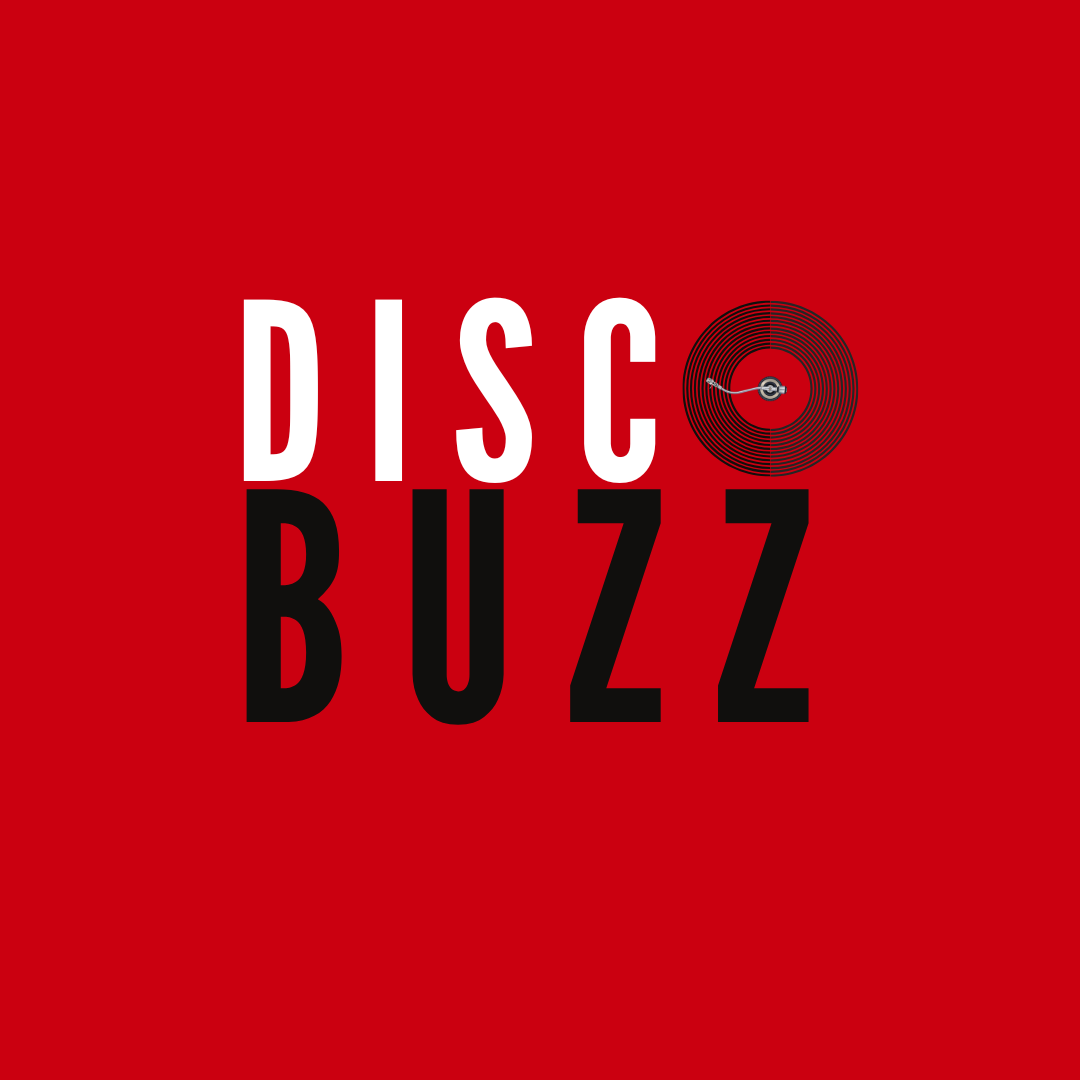 logotype discobuzz noir et blanc sur fond rouge