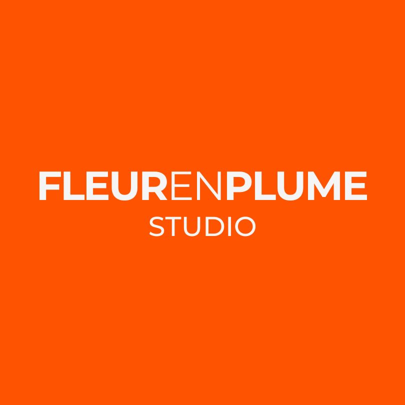 logotype conceptstore fleurenplume ecriture blanche sur fond orange